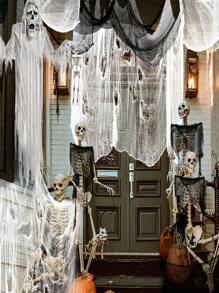 1Pack 30X72 Inch Halloween Witte Griezelige Doek - Halloween Decoraties - Griezelige Stoffen Doek Voor Spookhuis - Griezelige En Griezelige Halloween Decoraties Voor Feest Buiten Of Binnen