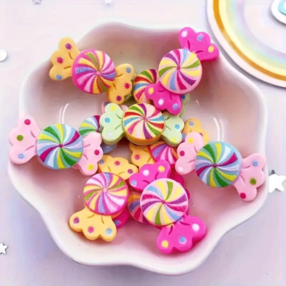 50 piezas de pegatinas de burbujas de caramelo 3D de resina brillante - Diseño de comida simulada dulce, adecuado para decoración de libros al azar y diversión artesanal, adecuado para regalos de fiesta, recompensas escolares, relleno de bolsas de regalo navideñas, rellenado de macetas y manualidades DIY (estilos de colores aleatorios), Navidad