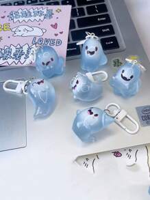 1个可爱万圣节夜光幽灵钥匙扣 3D果冻小汽车配件 S 情人节包包挂饰 背包 适合上学 卡通哥特 Y2K 圣诞节礼物创意 包包挂饰 汽车配件 老师 朋友 姐妹 - 藍色 - 查看 12