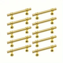 10 piezas Manijas de cajón de acero inoxidable dorado pulido de 6" para gabinetes de cocina, herrajes de muebles, espaciado de tornillos de 9.6cm, adecuado para cajones - Multicolor - Ver 6