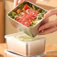 Set de 6 cajas de almacenamiento de alimentos de acero inoxidable 316, a prueba de fugas y reutilizables, caja de almuerzo con tapa apilable para carnes, frutas y verduras, organización y almacenamiento de cocina, accesorios de cocina, regalo de Navidad