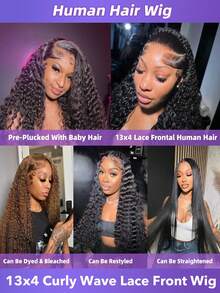 Tóc giả xoăn Jerry 13x4 làm từ tóc thật đã nhổ sẵn Tóc giả xoăn dài 26-40 inch Tóc giả ren trong suốt dày 150 mật độ dành cho phụ nữ Màu tự nhiên - S1 - Xem 4