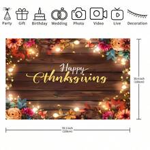 1 pieza de fondo de decoración de fiesta con tema de flores de madera del país del feliz Día de Acción de Gracias de 210*150/150*100/100*75CM, fondo de madera de cosecha de otoño con luces, flores y hojas, adecuado para banners de fiestas temáticas, photobooth, decoración de habitaciones y estudios, decoración de locales, suministros para fiestas, Navidad - Multicolor - Ver 15