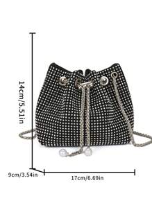 New Fashion Rhinestone Chain Shoulder Bag Women Mini Messenger Bag Metallic Chain Lightweight, Party Bag Perfect For Party Wedding Prom Dinner/Banquet Matching With Holiday Party Dress Evening Dress & Sequin Dress, Perfectly Matching With New Years Outfit, Excellently Matching With Party Dresses For Women, Glamorous Rhinestone Bag