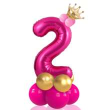 14 件桃红色气球柱套装，包括铝箔数字气球和乳胶气球，非常适合生日、周年纪念、毕业典礼、婚礼、情人节和母亲节装饰。圣诞节 - 玫紅色 - 查看 23