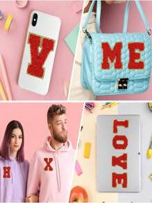 26pcs Alphabet Chenille Fabric Patches (Iron-On) - Red - View 3