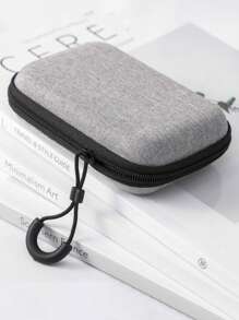 1pc Solid Color Minimalist Fashion EVA Digital Bag Large Capacity Multifunctional Storage For Headphone USB Data Cable Charger With Zipper Portable Storage Case For Travel And Back To School For Women And Men Power Bank Portable Charger Charger Case College Headphone Case Cable Bag Electronic Bag Cable Organizer Power Bank Charger - Grey - View 8