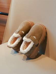 1 đôi giày sinh viên vải nhung cổ điển 2024 Giày đế bằng mới thời trang giày đế mềm móc và vòng giữ ấm - Xám - Xem 3