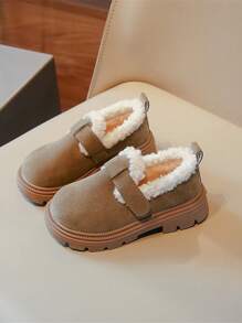 1 đôi giày sinh viên vải nhung cổ điển 2024 Giày đế bằng mới thời trang giày đế mềm móc và vòng giữ ấm - Xám - Xem 1