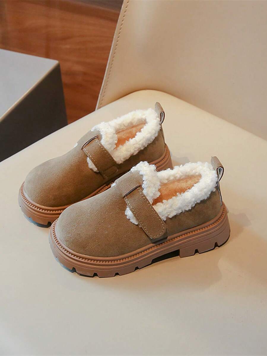 1 đôi giày sinh viên vải nhung cổ điển 2024 Giày đế bằng mới thời trang giày đế mềm móc và vòng giữ ấm - Xám - Xem 1