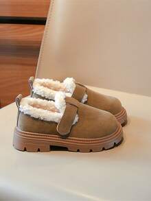 1 đôi giày sinh viên vải nhung cổ điển 2024 Giày đế bằng mới thời trang giày đế mềm móc và vòng giữ ấm - Xám - Xem 5