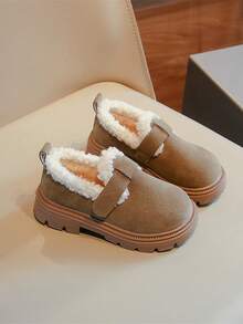 1 đôi giày sinh viên vải nhung cổ điển 2024 Giày đế bằng mới thời trang giày đế mềm móc và vòng giữ ấm - Xám - Xem 2