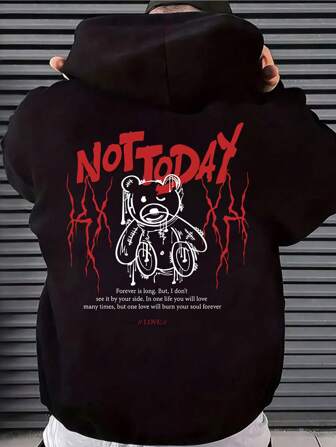 Męska Bluza Z Kapturem Jesień/Zima Z Wzorem Misia