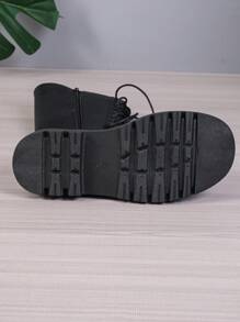 Women's Back Zip Wedge Fashionable Black Wedge Knee High Boots Black Boots With Sweater - Black - View 6