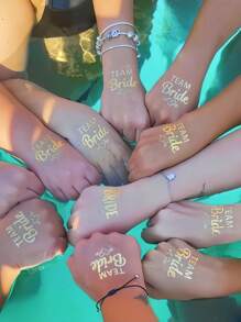 12 Blatt Flash Gold Metallic Tattoos, Jubel Junggesellinnenabschied temporäre Tattoos für Frauen Männer Erwachsene Mädchen Junggesellinnenabschied Party, Geschenkzubehör Gold Sommersprossen Dekorationen für Hochzeit Brautjungfern Stammesliebes-Kuss-Set