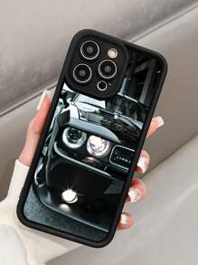 Luxury Car Design Full Camera Lens Protection Hard PC Phone Case,Matte Finish Shockproof Cover With Camera Lens Protective Compatible With Iphone 11 12 13 14 15 Pro ProMax XS XR X 7 8 Plus SE 2022 13 Mini, Gift For Friends Men Or Women - Black - View 1