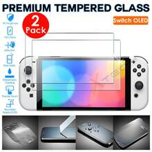 Screen Protector Compatible With Switch Switch OLED Model 7-Inch 2024Release, 2 Packs Tempered Glass Film 8 Cat Claw Hats,Oled Switch Cover,Light Switch Cover,Switch Lite Case Pink