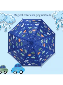 Paraguas que cambia de color al contacto con el agua, creativo, divertido y seguro Nuevo lindo paraguas, serie de dibujos animados femeninos, paraguas de doble propósito para días soleados y lluviosos, mango largo con cubierta impermeable, paraguas de sombrilla, paraguas de seguridad automático, anti-pellizcos, protector solar de mano, resistente y duradero, paraguas de , paraguas ligero, paraguas anti-UV, paraguas soleado - Azul - Ver 3