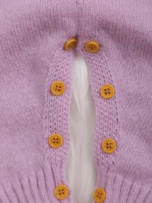 1pc Infant Girls' Embroidered Long Sleeve Knit Jumpsuit - Mauve Purple - View 8