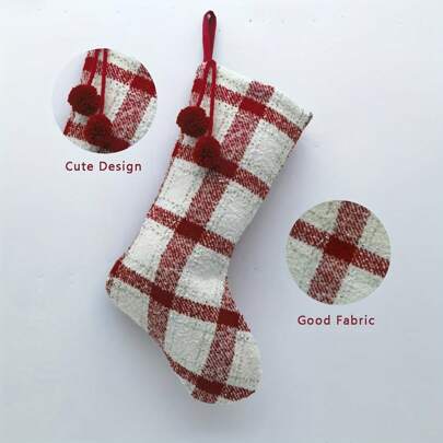 大而可爱的袜子与黑色和红色欧洲风格精致高品质圣诞大容量高端装饰品圣诞必备礼物独家设计圣诞节，圣诞节，圣诞老人主题饰品，现代家居和派对装饰品，适合节日庆祝活动，圣诞袜，圣诞针织袜，圣诞吊坠礼品袋，圣诞装饰，场景装饰