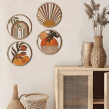 4pcs Wooden Wall Art, Bohemian Style Wall Hanging Art, Farmhouse Living Room And Bedroom Home Decor, Rustic Country Yard Hanging Decoration, Wall Decoration, Housewarming Gift,Home Decor ,Room Decor,Wall Decor Gifts Birthday Graduation
