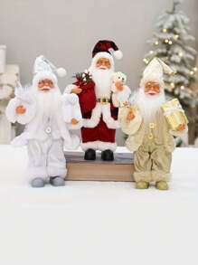 1pc Festive 12-Inch Classic Santa Claus Statue: Golden And Silver White Christmas Decorations For Home, Kitchen, Hotel, And Office Desks - Suitable For Christmas, New Year, And General Holiday Decorations,Christmas - Multicolor - View 2