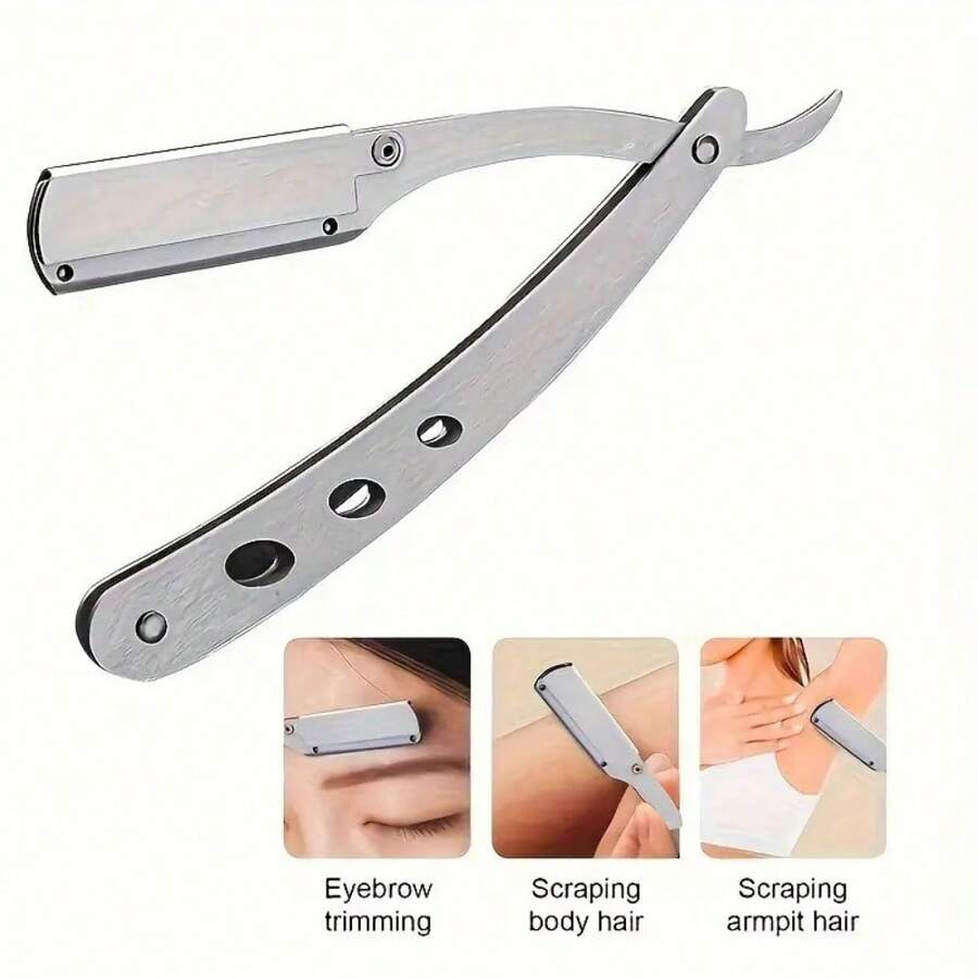1 Pc Foldable Barber Straight Razor+20 Pcs Blades For Hair Shaving