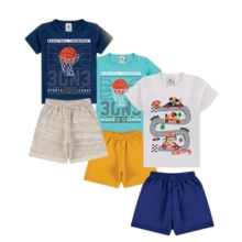 3 Children's Sets For Boys And Girls Sizes 1 To 14 - 3 T-Shirts + 3 Bermuda Shorts - 彩色 - 查看 2
