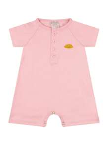 Macação curto-Romper -Bebê-Liso