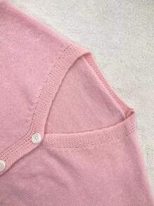 Cardigan tricoté à col rond, manches longues, couleur unie, pour femmes
