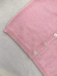 Women's Simple Solid Color Round Neck Long Sleeve Knitted Cardigan - Pink - View 5
