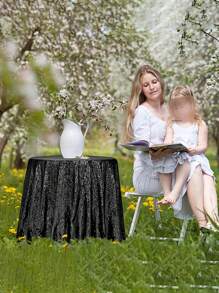 1pc Glitter Tablecloth Sparkly Wedding Tablecloth For Baby Showers, Birthdays, Christmas Party Decorations