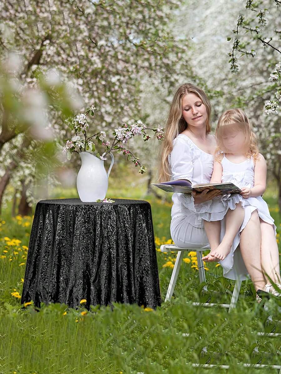 1pc Glitter Tablecloth Sparkly Wedding Tablecloth For Baby Showers, Birthdays, Christmas Party Decorations