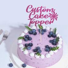 1 件可定制生日快乐蛋糕装饰，带有姓名和年龄，彩色双面闪亮纸卡可用 - 彩色 - 查看 6