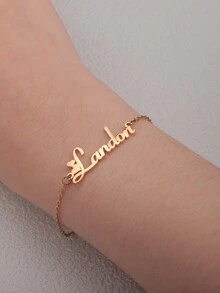 定制姓名字母手链，多种字体可选，链长可调，圣诞礼盒可选，圣诞礼物，情人节礼物，母亲节礼物 - 綠色聖誕禮盒 - 查看 5