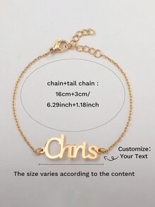 定制姓名字母手链，多种字体可选，链长可调，圣诞礼盒可选，圣诞礼物，情人节礼物，母亲节礼物 - 綠色聖誕禮盒 - 查看 6