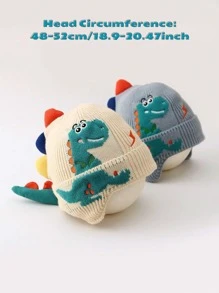 1pc Thick Double Layer Soft & Absorbent Knit Dinosaur Earflap Hat, Suitable For Children Outdoor, Walking, Playing, Skiing And Skating