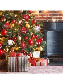 12 件易挂木制圣诞装饰品，适用于圣诞树、花环、壁炉、派对、户外花园装饰、圣诞节