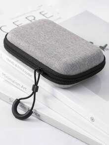 1pc Solid Color Minimalist Fashion EVA Digital Bag Large Capacity Multifunctional Storage For Headphone USB Data Cable Charger With Zipper Portable Storage Case For Travel And Back To School For Women And Men Power Bank Portable Charger Charger Case College Headphone Case Cable Bag Electronic Bag Cable Organizer Power Bank Charger - Grey - View 2