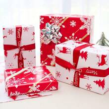 Giấy gói quà Giáng sinh hai mặt cỡ lớn 16,93x144,1 inch có họa tiết cây thông Noel, tuần lộc và bông tuyết - Lựa chọn hoàn hảo cho đồ thủ công DIY làm quà tặng ngày lễ., Giáng sinh - Đỏ - Xem 7