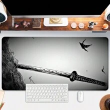 1 Stück japanischer Stil Mauspad Katana HD Tastatur E-Sport Zubehör Großes Mauspad Laptop Büro Gummi Schreibtischunterlage Mauspad Gamer Pad 90 x 40 cm Schreibtischzubehör Bürobedarf Büroschreibtischzubehör Mauspad für den Schreibtisch - Verschiedenfarbig - Übersicht 2