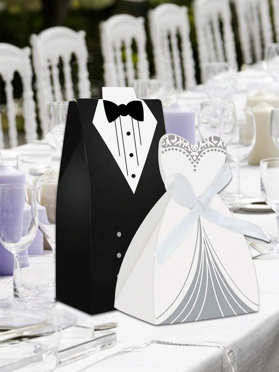 34 chiếc (17 chiếc váy cưới + 17 chiếc vest) Hộp quà váy cưới Tuxedo cô dâu và chú rể Túi đựng quà cưới Hộp quà kẹo sô cô la sáng tạo cổ điển đám cưới số lượng lớn với ruy băng cho tiệc sinh nhật tiệc cô dâu trang trí khách dự tiệc vật dụng tiệc cưới ruy băng ủng hộ hộp kẹo hộp quà trang trí bàn - Nhiều màu - Xem 1