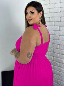 Women's Midi Dress Lactating Pregnant Plus Size Summer Fashion Loose Cool - Màu Hồng Tươi - Xem 2