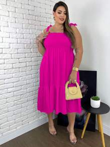 Women's Midi Dress Lactating Pregnant Plus Size Summer Fashion Loose Cool - Màu Hồng Tươi - Xem 1
