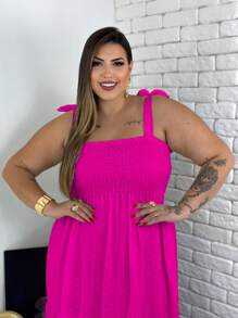 Women's Midi Dress Lactating Pregnant Plus Size Summer Fashion Loose Cool - Màu Hồng Tươi - Xem 4