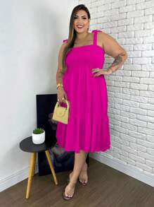 Women's Midi Dress Lactating Pregnant Plus Size Summer Fashion Loose Cool - Màu Hồng Tươi - Xem 3