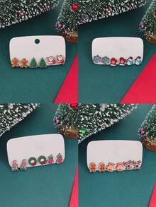 6 món/bộ phong cách mới Châu Âu & Mỹ Ông già Noel, Người tuyết, Chuông, Tất Bông tai gỗ theo chủ đề Giáng sinh Quà tặng Giáng sinh cho phụ nữ - Nhiều màu - Xem 1