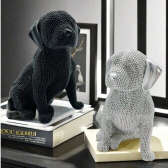 1 pièce Statue d'animal en résine de retriever de Labrador assis, amateurs de chiens, décoration de salon, œuvre d'art décorative pour la maison, centre de table de bureau, décoration de bureau, décoration d'étagères, décoration de chambre. Cadeaux d'Halloween, de Noël.