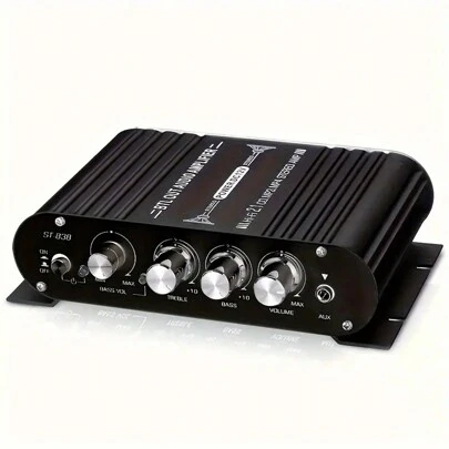 Evershine Signal 迷你 2.1 声道低音炮放大器，适用于无源扬声器、HiFi 2.1 立体声低音炮、汽车和家庭音频功率放大器、数字放大器、大功率放大器，适用于电脑、电视、手机和汽车（不含电源适配器）。