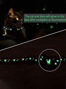 1 件夜光星月图案宠物项圈，可调节防窒息扣，带铃铛和装饰吊坠，适合 5 公斤以下的猫狗 - 彩色 - 查看 2